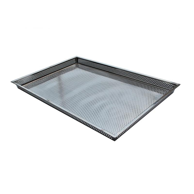Flat 304 stainless steel tray without perforations - dimensions 356 x 252 x  16 mm 